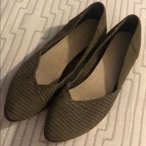 Olive green Toms Jutti Suede Slip Ons